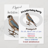 Invitation dessin animé d'oiseau-kestrel américain (Devant / Derrière)