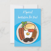 Invitation dessin animé du petit-déjeuner anglais (Dos)