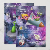 Invitation Dessin animé extra-terrestre mignon filles UFO thè (Devant / Derrière)