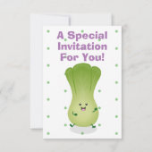 Invitation dessin animé mignon de bok choy (Dos)