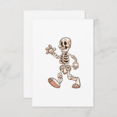 Invitation dessin animé squelette marchant et agitant (Devant / Derrière)