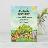 Invitation Dessin animé zoo animaux mignons (Debout devant)