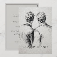 Dessin au crayon de mariage gay / mariés