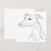 Invitation Dessin au trait de lévrier gris - Design minimalis (Devant / Derrière)