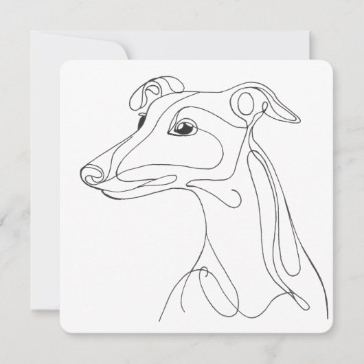 Invitation Dessin au trait de lévrier gris - Design minimalis (Devant)