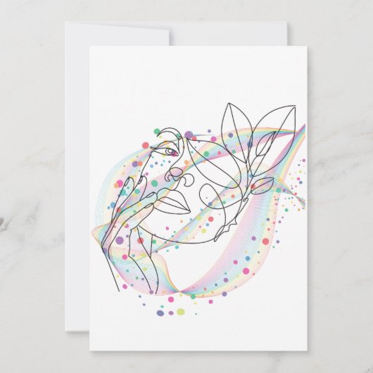 Invitation dessin au trait design de visage simple arty (Devant)