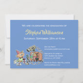 Invitation Dessin bleu amusant de la fête de la graduation vi (Dos)