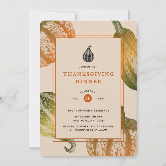 Invitation Dessin Citrouille d'automne (Devant)