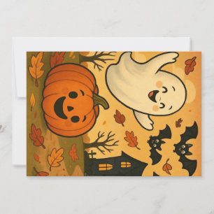 Invitation Dessin citrouille du fantôme d'Halloween/automne m