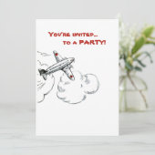 Invitation Dessin d'avion à l'ancienne mode (Debout devant)