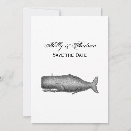 Invitation Dessin de baleine d'époque du XIXe siècle (Devant)