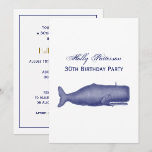 Invitation Dessin de baleine du XIXe siècle de style vintage