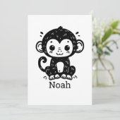 Invitation Dessin de bébé singe mignon - Art de nurserie kawa (Debout devant)