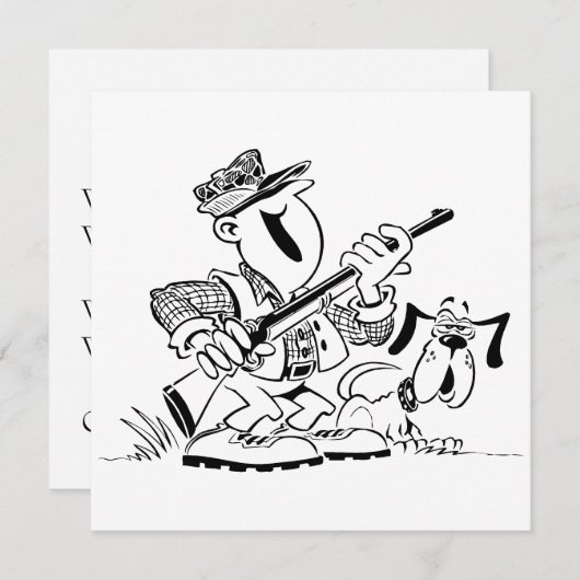 Invitation Dessin de chasseur et de chien (Devant / Derrière)