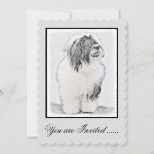Invitation Dessin de collie à oreilles - Joli art original de