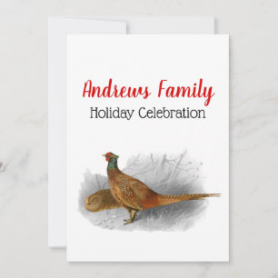 Invitation Dessin de couleur d'oiseau de gibier de faisan vin