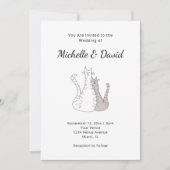 Invitation Dessin de dessin de chats mignons Mariage simple (Devant)