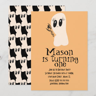 Invitation Dessin de fantôme mignon Halloween Anniversaire to