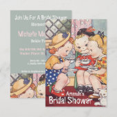 Invitation Dessin de filles Douche nuptiale, fête de bachelor (Devant / Derrière)