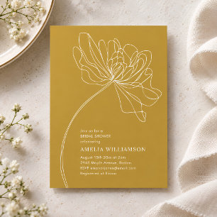 Invitation Dessin de fleur jaune minimaliste pour Baby Shower