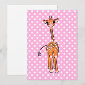 Invitation Dessin de girafe, animal safari, pois (Devant / Derrière)