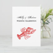 Invitation Dessin de homard rouge vintage no 1 (Debout devant)