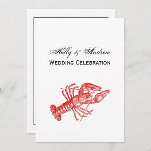 Invitation Dessin de homard rouge vintage no 1