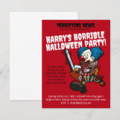 Invitation Dessin de la fête d'Halloween Clown à la tronçonne (Devant / Derrière)