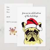 Invitation Dessin de Noël de Bulldog (Devant / Derrière)