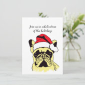 Invitation Dessin de Noël de Bulldog (Debout devant)