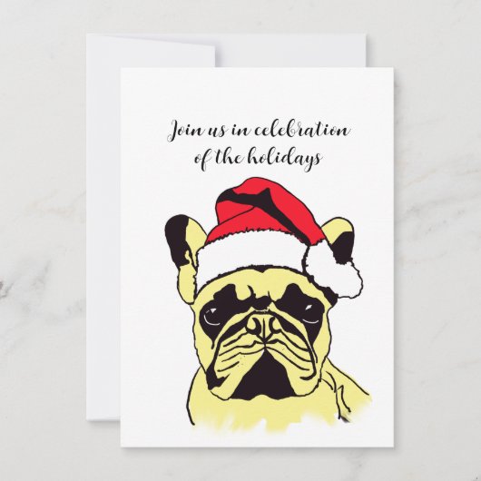 Invitation Dessin de Noël de Bulldog (Devant)