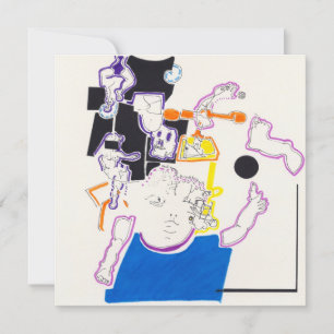 Invitation Dessin de nuit et de la nuit 14 Poupée et fille Ca