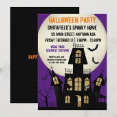 Invitation Dessin de Pleine lune Haunted Halloween Déplaisant (Devant / Derrière)