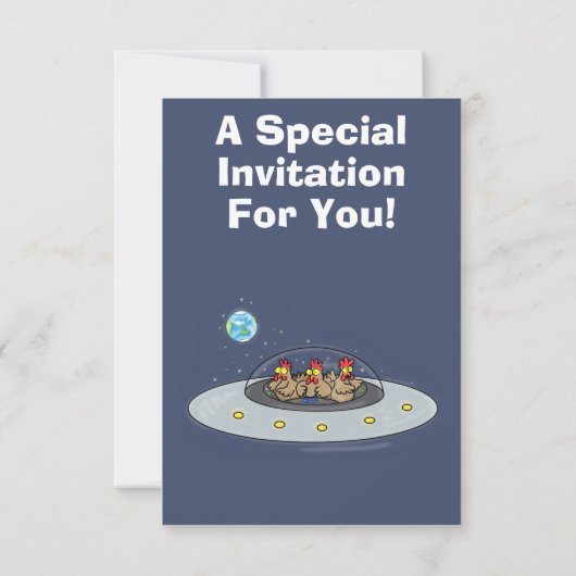 Invitation Dessin de poulets dans l'espace (Dos)