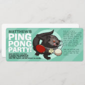 Invitation Dessin de tennis de table Bearcat Ping Pong Bintur (Devant / Derrière)