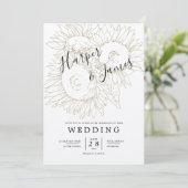 Invitation Dessin de tournesol mariage de papier kraft russe (Debout devant)