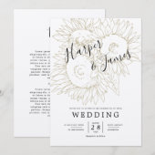 Invitation Dessin de tournesol mariage de papier kraft russe (Devant / Derrière)