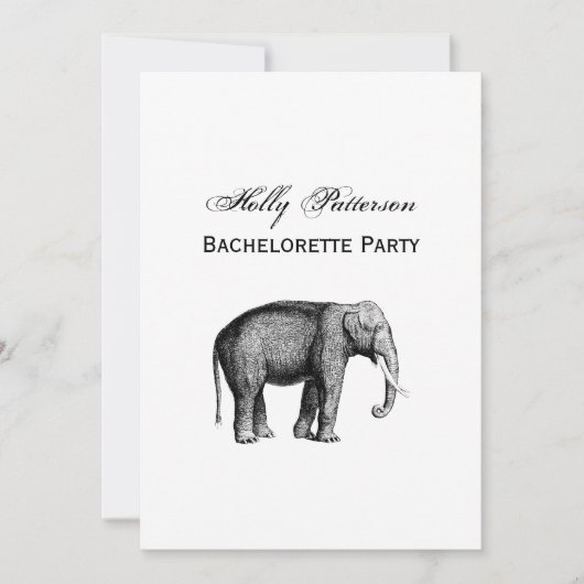 Invitation Dessin d'éléphant vintage (Devant)