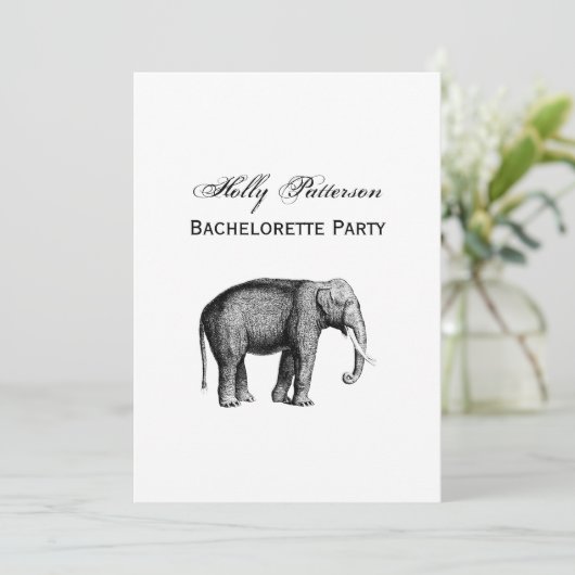 Invitation Dessin d'éléphant vintage (Debout devant)