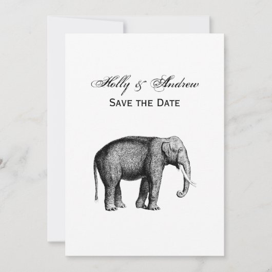 Invitation Dessin d'éléphant vintage (Devant)
