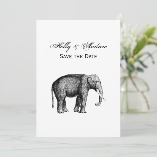 Invitation Dessin d'éléphant vintage (Debout devant)