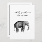 Invitation Dessin d'éléphant vintage (Devant / Derrière)