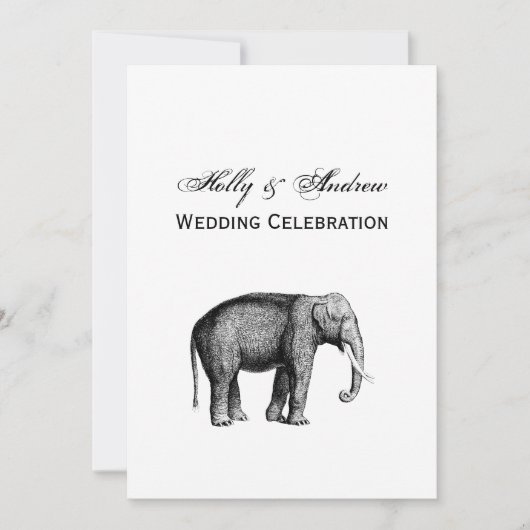 Invitation Dessin d'éléphant vintage (Devant)