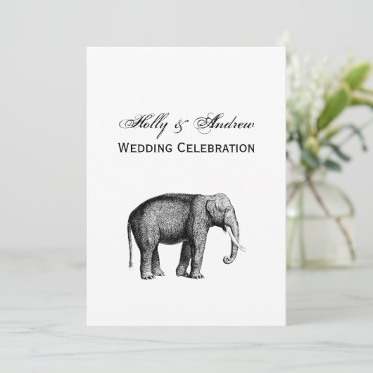 Invitation Dessin d'éléphant vintage (Debout devant)