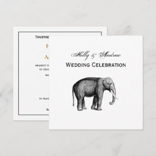 Invitation Dessin d'éléphant vintage