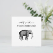 Invitation Dessin d'éléphant vintage (Debout devant)