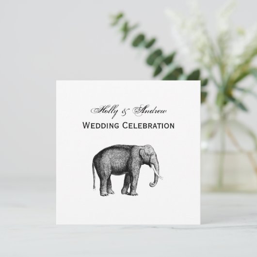 Invitation Dessin d'éléphant vintage (Debout devant)