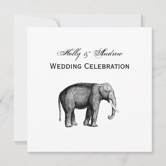 Invitation Dessin d'éléphant vintage (Devant)