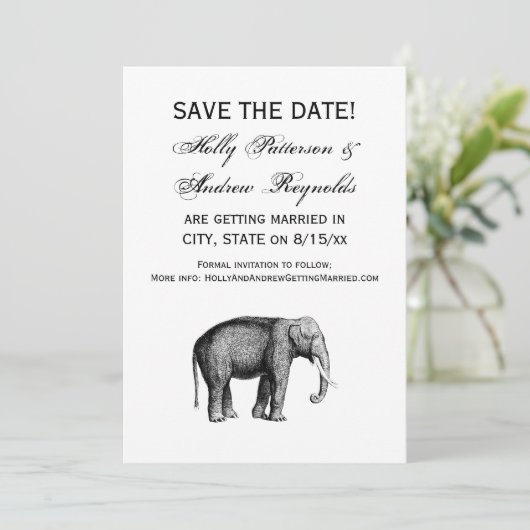 Invitation Dessin d'éléphant vintage (Debout devant)