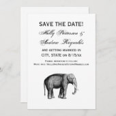 Invitation Dessin d'éléphant vintage (Devant / Derrière)